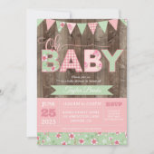 Baby shower Uitnodiging, Shabby Chic Baby shower Kaart (Voorkant)