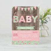 Baby shower Uitnodiging, Shabby Chic Baby shower Kaart (Staand voorkant)