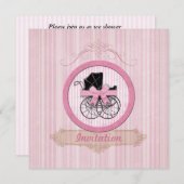 baby shower Uitnodiging Shabby Roze (Voorkant / Achterkant)