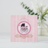 baby shower Uitnodiging Shabby Roze (Staand voorkant)