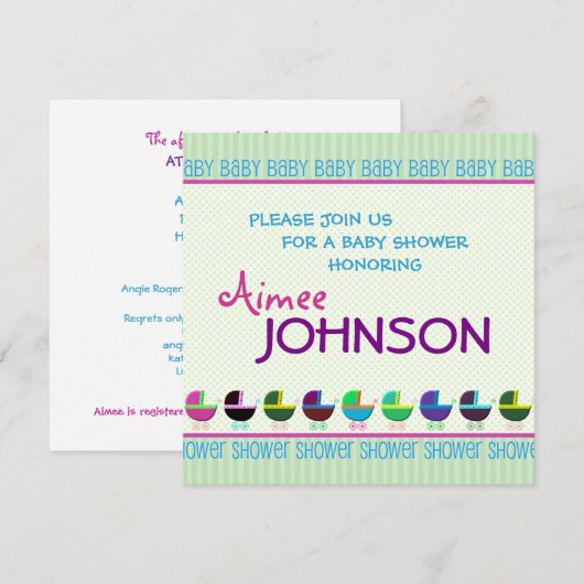 Baby shower Uitnodiging Sjabloon (Voorkant / Achterkant)