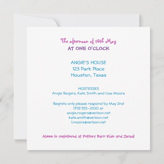 Baby shower Uitnodiging Sjabloon (Achterkant)