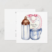 Baby Shower uitnodiging slab, fles en beker (Voorkant / Achterkant)