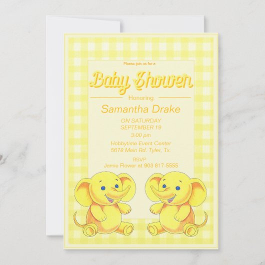 Baby shower Uitnodiging Speelgoed Elephant (Voorkant)