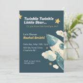 Baby shower Uitnodiging Sterren en Ruimte Thema (Staand voorkant)