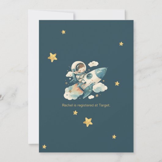 Baby shower Uitnodiging Sterren en Ruimte Thema (Achterkant)