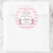Baby shower Uitnodiging Stickers Het is een Cowgir (Tas)