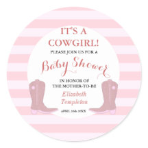 Baby shower Uitnodiging Stickers Het is een Cowgir