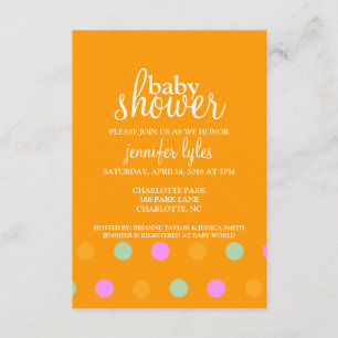 baby shower Uitnodiging - Stippen II - oranje