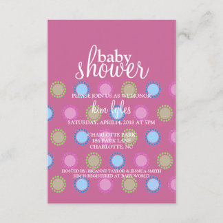 baby shower Uitnodiging - Stippen - paars