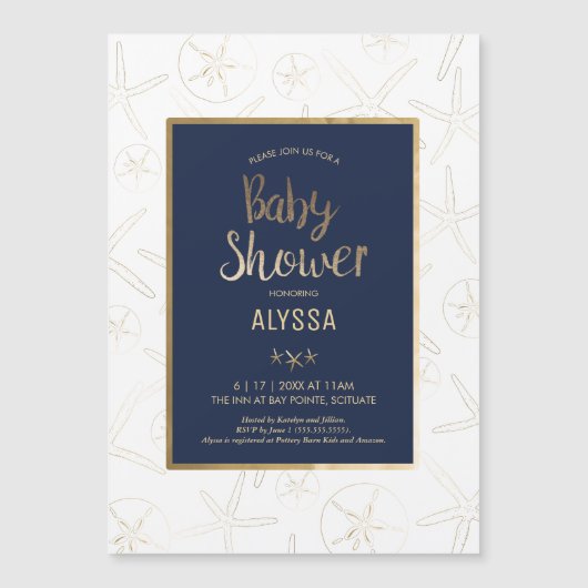 Baby shower Uitnodiging - Strand, Nautisch Magnetische Uitnodiging (Voorkant)