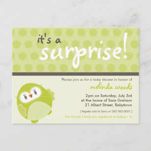BABY SHOWER UITNODIGING:: surprise uil 2 Uitnodiging Briefkaart