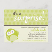 BABY SHOWER UITNODIGING:: surprise uil 2 Uitnodiging Briefkaart (Voorkant)