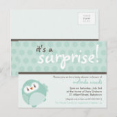BABY SHOWER UITNODIGING:: surprise uil 3 Uitnodiging Briefkaart (Voorkant / Achterkant)