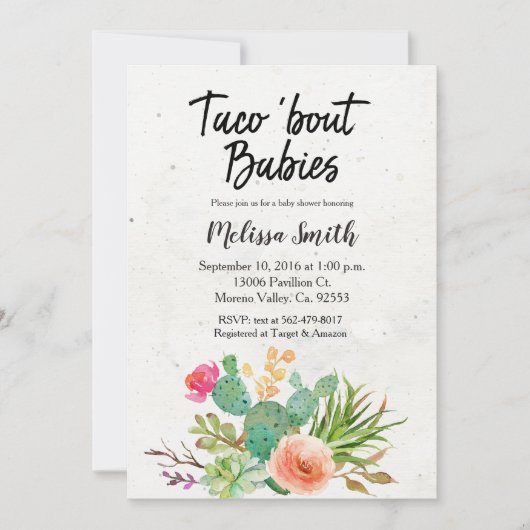 Baby shower Uitnodiging taco over baby's (Voorkant)