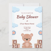 Baby Shower Uitnodiging - Teddybeer (Voorkant)