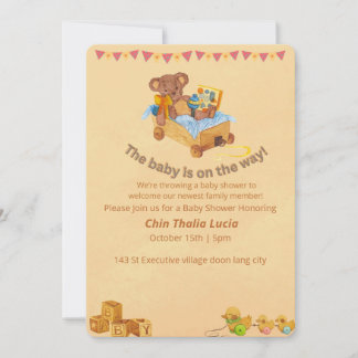 Baby shower Uitnodiging Teddybeer