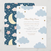 Baby shower uitnodiging tot blauwe roze roze wolke (Voorkant / Achterkant)