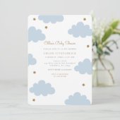 Baby shower uitnodiging tot blauwe roze roze wolke (Staand voorkant)