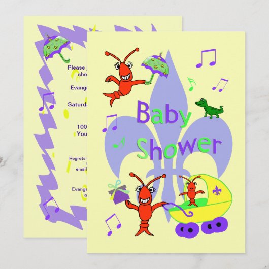 Baby shower uitnodiging tot Cajun Threater de Lys (Voorkant / Achterkant)