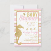 baby shower Uitnodiging tot gouden zeepaardjes (Voorkant)