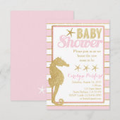 baby shower Uitnodiging tot gouden zeepaardjes (Voorkant / Achterkant)