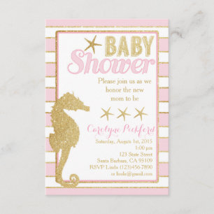 baby shower Uitnodiging tot gouden zeepaardjes