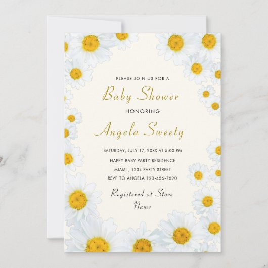 Baby shower Uitnodiging tot prachtige Daisy Flower (Voorkant)
