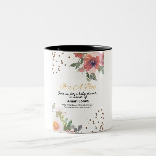 Baby shower Uitnodiging Tweekleurige Koffiemok (Center)