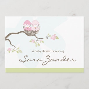 baby shower Uitnodiging - Twin Pink Baby