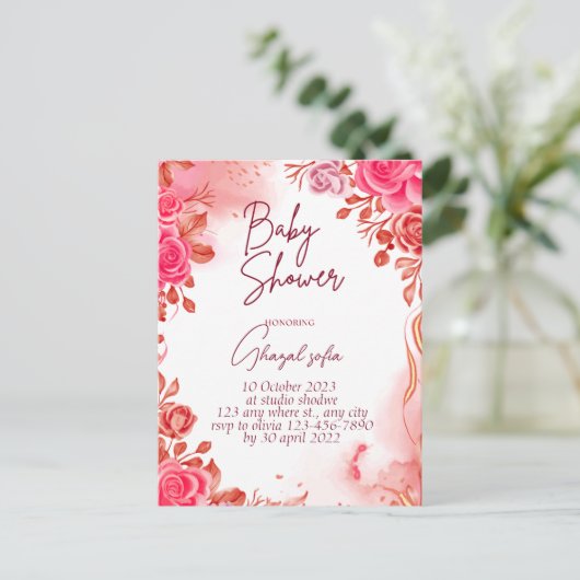 baby shower-uitnodiging uitnodiging briefkaart (Staand voorkant)