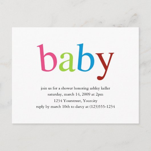 Baby shower-uitnodiging uitnodiging briefkaart (Voorkant)