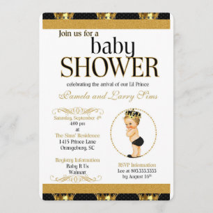 Baby shower uitnodiging van Black and Gold Royal P