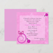 Baby shower uitnodiging van de roze bugs-paar (Voorkant / Achterkant)
