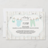 Baby shower-uitnodiging van jongen | Rustische kle Kaart (Voorkant)