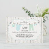 Baby shower-uitnodiging van jongen | Rustische kle Kaart (Staand voorkant)