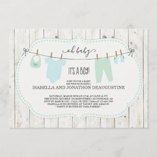 Baby shower-uitnodiging van jongen Rustische kle Kaart