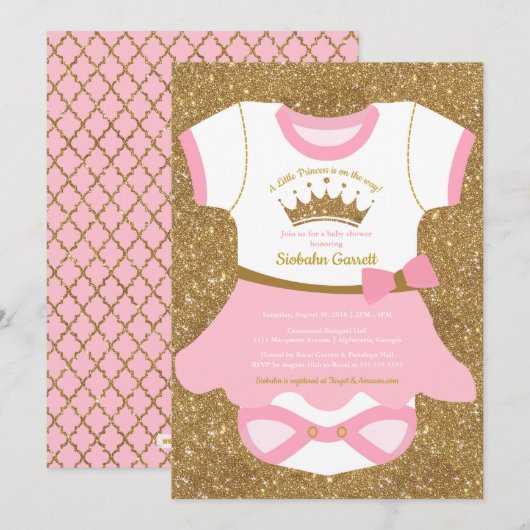 Baby shower uitnodiging van Little Princess Ballet (Voorkant / Achterkant)