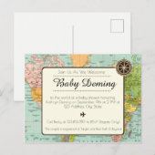 Baby shower Uitnodiging - veelkleurige Wereldkaart Briefkaart (Voorkant / Achterkant)