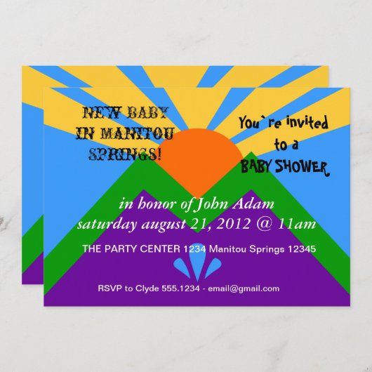 Baby shower Uitnodiging, Vlag van Manitou Springs Kaart (Voorkant / Achterkant)