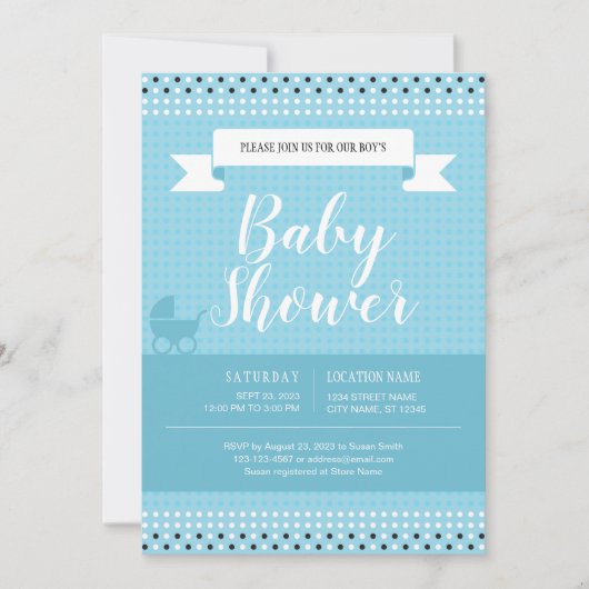 Baby shower Uitnodiging voor Baby Boy (Voorkant)