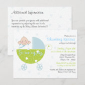 Baby shower Uitnodiging voor Baby Boy Blue Carriag (Voorkant / Achterkant)