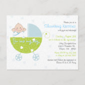 Baby shower Uitnodiging voor Baby Boy Blue Carriag (Voorkant)
