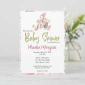 Baby shower-uitnodiging voor baby's, Bunny Kaart (Staand voorkant)