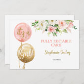 Baby shower Uitnodiging voor bewerkbaar meisje (Voorkant / Achterkant)