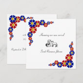 Baby shower-uitnodiging voor blauwe en rode retro kaart (Voorkant / Achterkant)