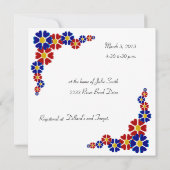 Baby shower-uitnodiging voor blauwe en rode retro kaart (Achterkant)