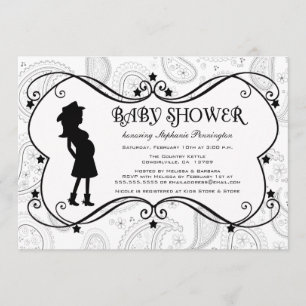 Baby shower uitnodiging voor Cowgirl paisley