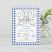 Baby shower-uitnodiging voor de olifant van Gingha Kaart (Staand voorkant)