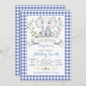 Baby shower-uitnodiging voor de olifant van Gingha Kaart (Voorkant / Achterkant)